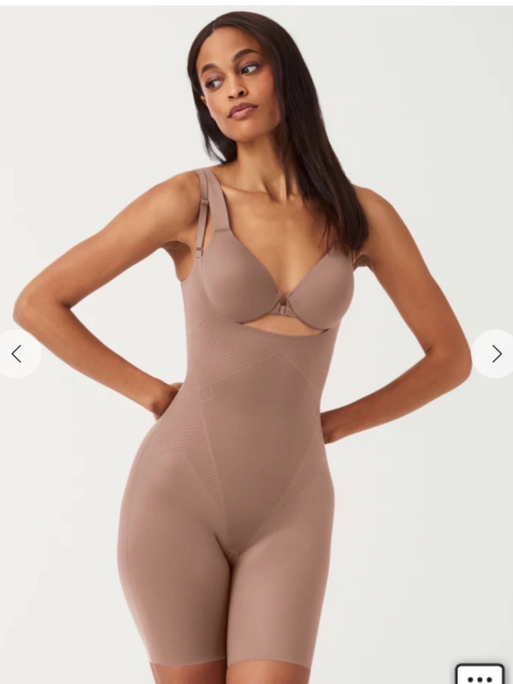 SPANXshape Invisible Open Bust Mid Thigh Bodysuit Shapewear NWT Brown XS